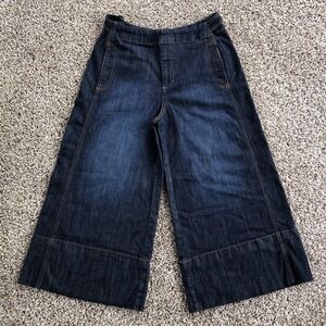 Pilcro Anthropologie Wide Leg Crop Culotte Jeans Sz 30 Dark Wash Denim High Rise